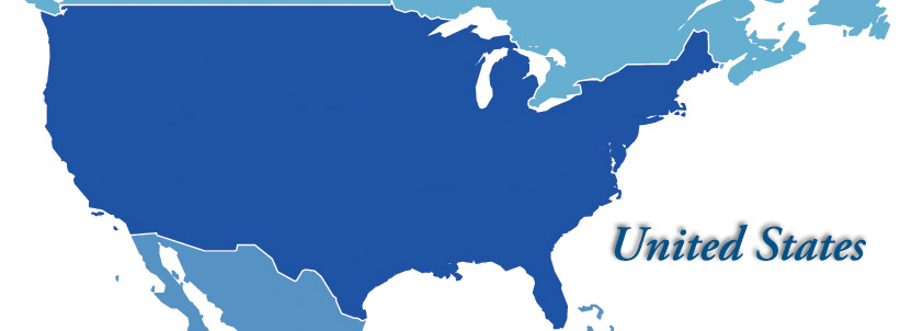 Blue map of the US
